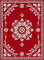 Crimson Medallion Botanical Border Rug