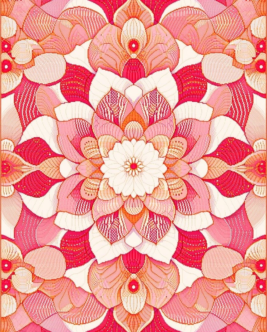 Intricate Floral Mandala Pink Pattern Rug
