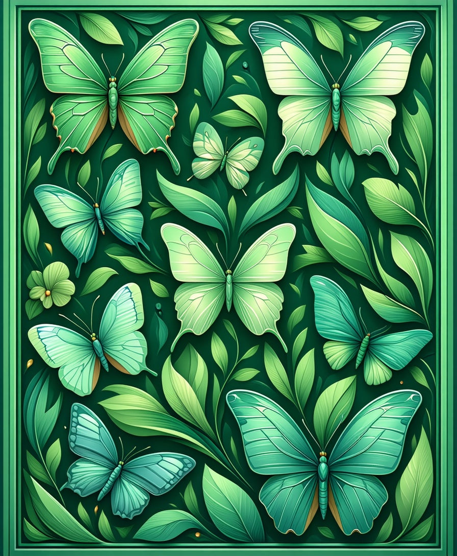 Green Enchanted Butterfly Garden Design Rug