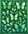 Green Enchanted Butterfly Garden Design Rug