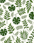 Green Topical Leaf Pattern Rug