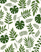 Green Topical Leaf Pattern Rug