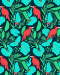Tropical Birds and Foliage Pattern Rug