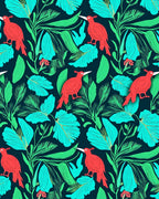 Tropical Birds and Foliage Pattern Rug
