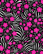 Vibrant Fuchsia Floral Zebra Stripes Rug