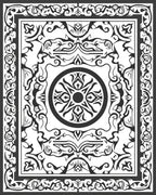 Intricate Black White Floral Medallion Rug