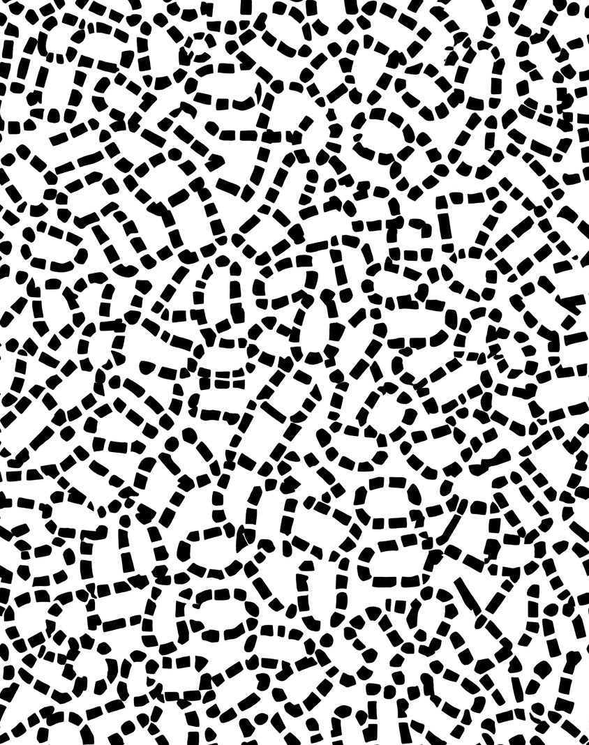 Organic Black White Abstract Pattern Rug