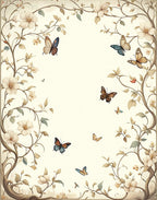 Whimsical Floral Butterfly Vine Art Rug