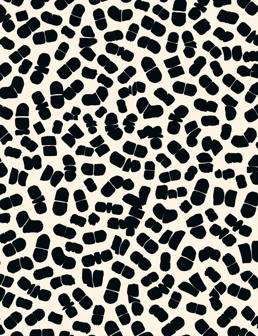 Abstract Black Pill Shape Pattern Rug