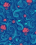 Oceanic Swirls And Floral Motifs Rug