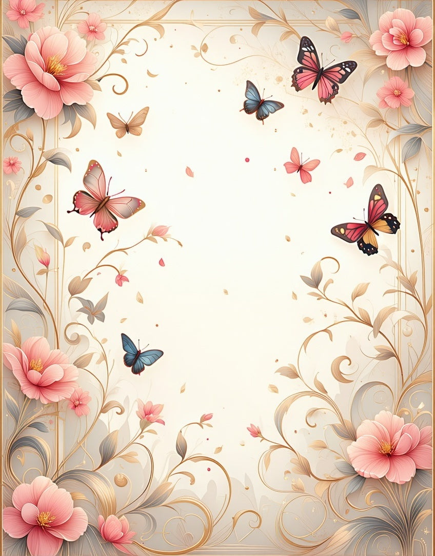 Floral Butterfly Garden Design Rug