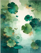 Emerald Lotus Botanical Watercolor Design Rug