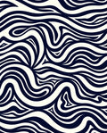 Navy Cream Swirling Organic Waves Rug