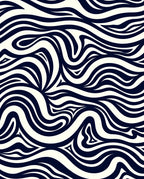 Navy Cream Swirling Organic Waves Rug