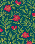 Rich Red Floral Leaf Pattern Rug