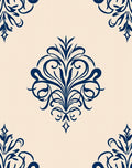 Classic Blue Damask Ornament Rug