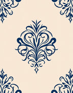 Classic Blue Damask Ornament Rug