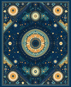 Celestial Sunburst Star Medallion Design Rug