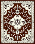 Rich Brown and Cream Floral Medallion Rug