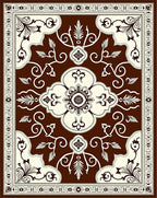 Rich Brown and Cream Floral Medallion Rug