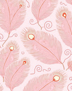 Pink Feather Swirl Pattern Rug