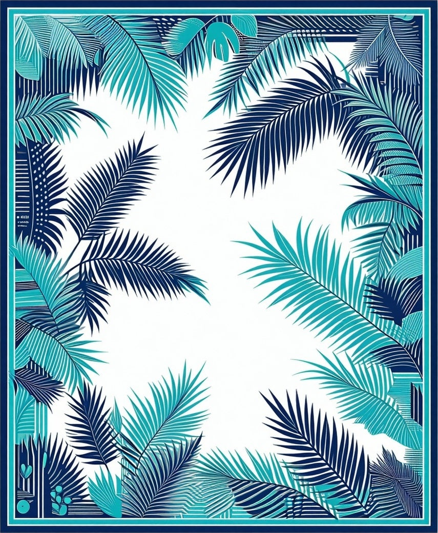 Tropical Palm Leaf Pattern Design Rug