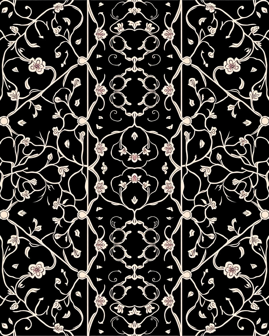 Elegant Floral Vine Pattern Rug