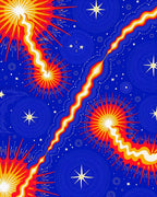 Cosmic Blue Fiery Starburst Swirl Rug