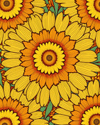 Bold Floral Patterned Yellow Orange Rug