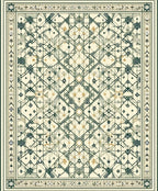 Detailed Geometric Patterned Cream Rug