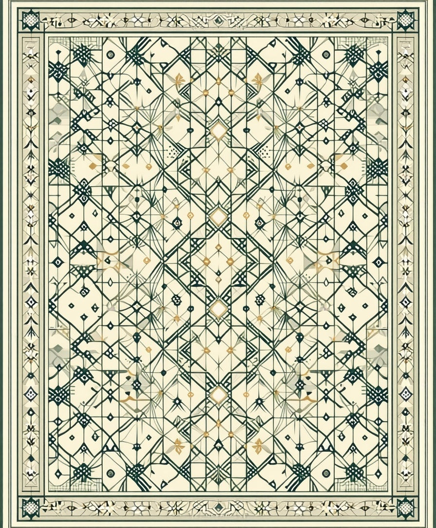 Detailed Geometric Patterned Cream Rug