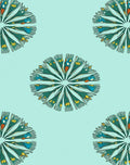 Fan Motif Emerald Green Pattern Rug