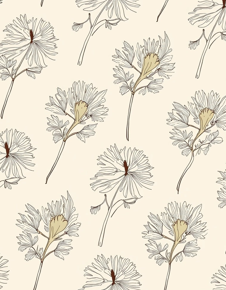 Delicate Floral Line Art Design Rug