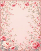Soft Pink Floral Vine Pattern Rug