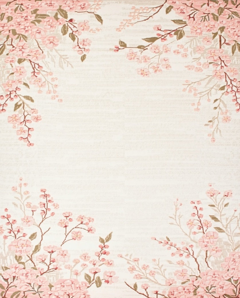 Delicate Pink Blossom Branches Rug