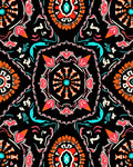Bold Orange Flower And Teal Design Rug