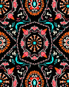 Bold Orange Flower And Teal Design Rug