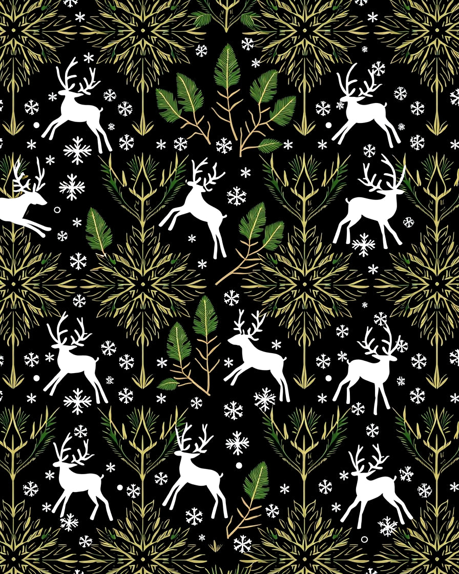 Winter Deer Meadow Snowflakes Rug