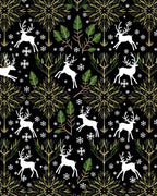 Winter Deer Meadow Snowflakes Rug