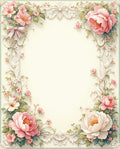 Pink Floral Rococo Patterned Rug