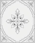 Ornate Floral Line Art Pattern Rug