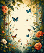 Enchanted Garden Butterflies Floral Design Rug