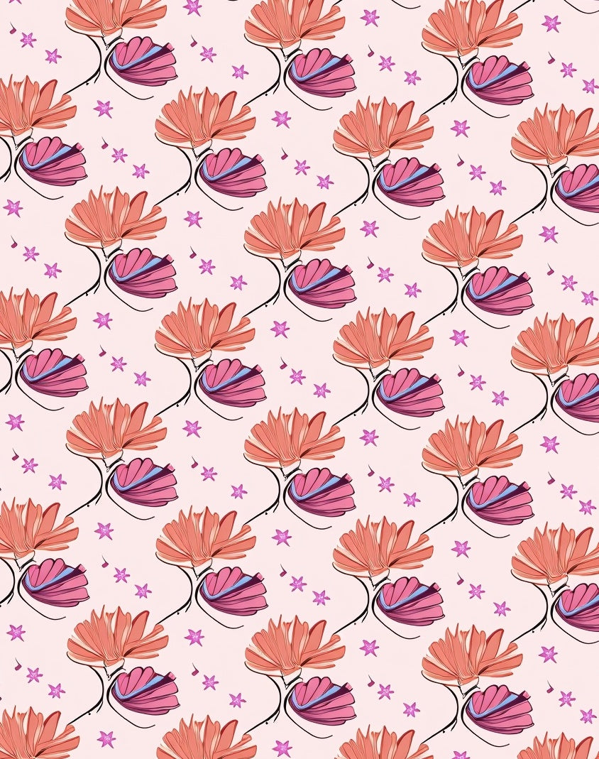 Whimsical Flower Star Pattern Design Rug