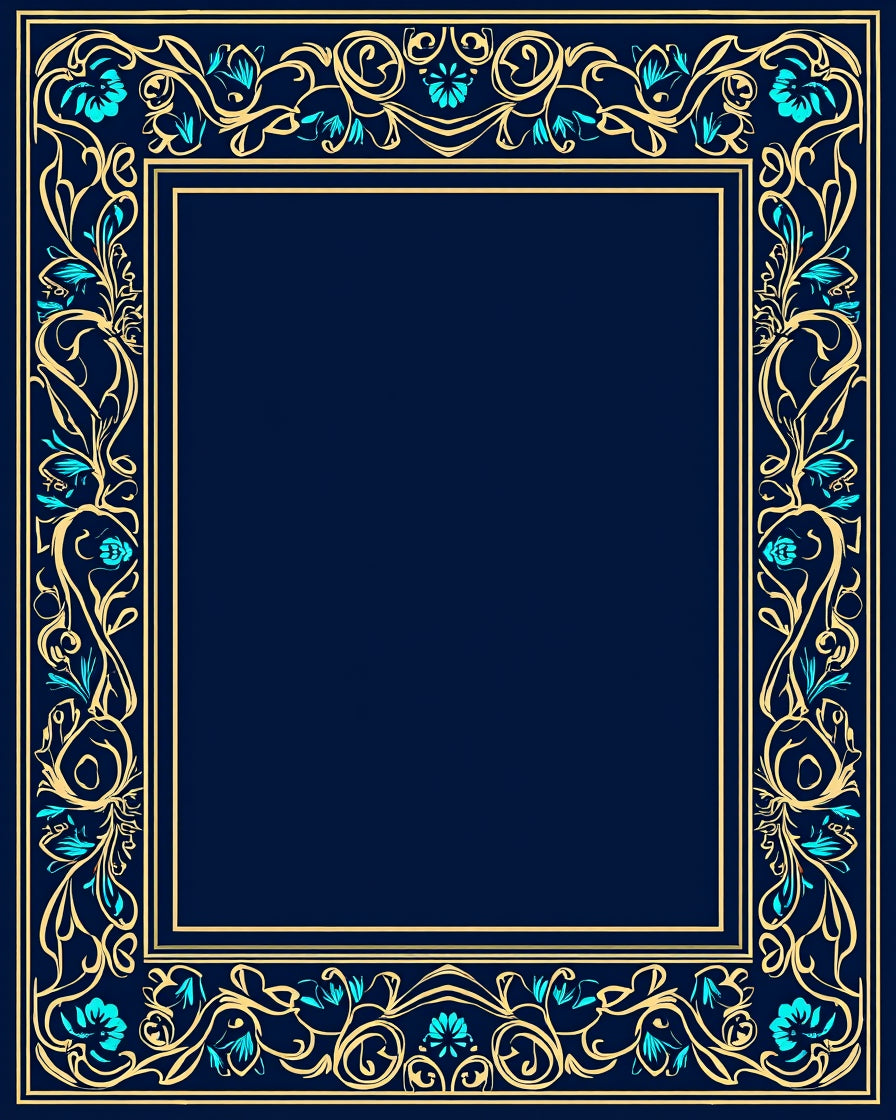 Ornate Floral Border Design Rug