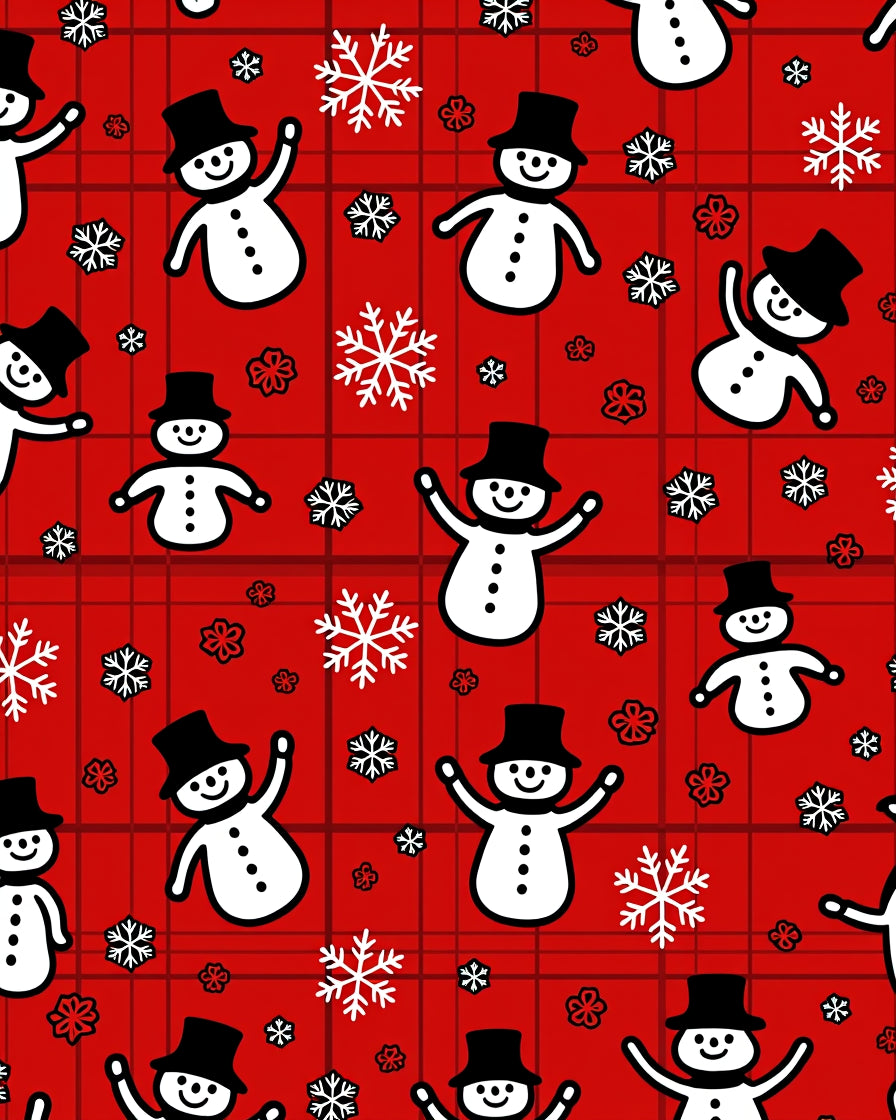 Cheery Snowman Snowflake Plaid Rug