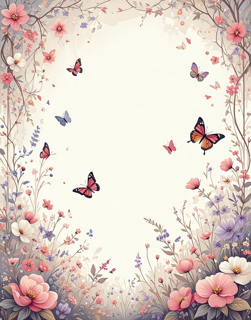 Enchanting Floral Butterfly Meadow Design Rug