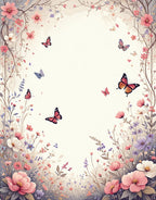 Enchanting Floral Butterfly Meadow Design Rug