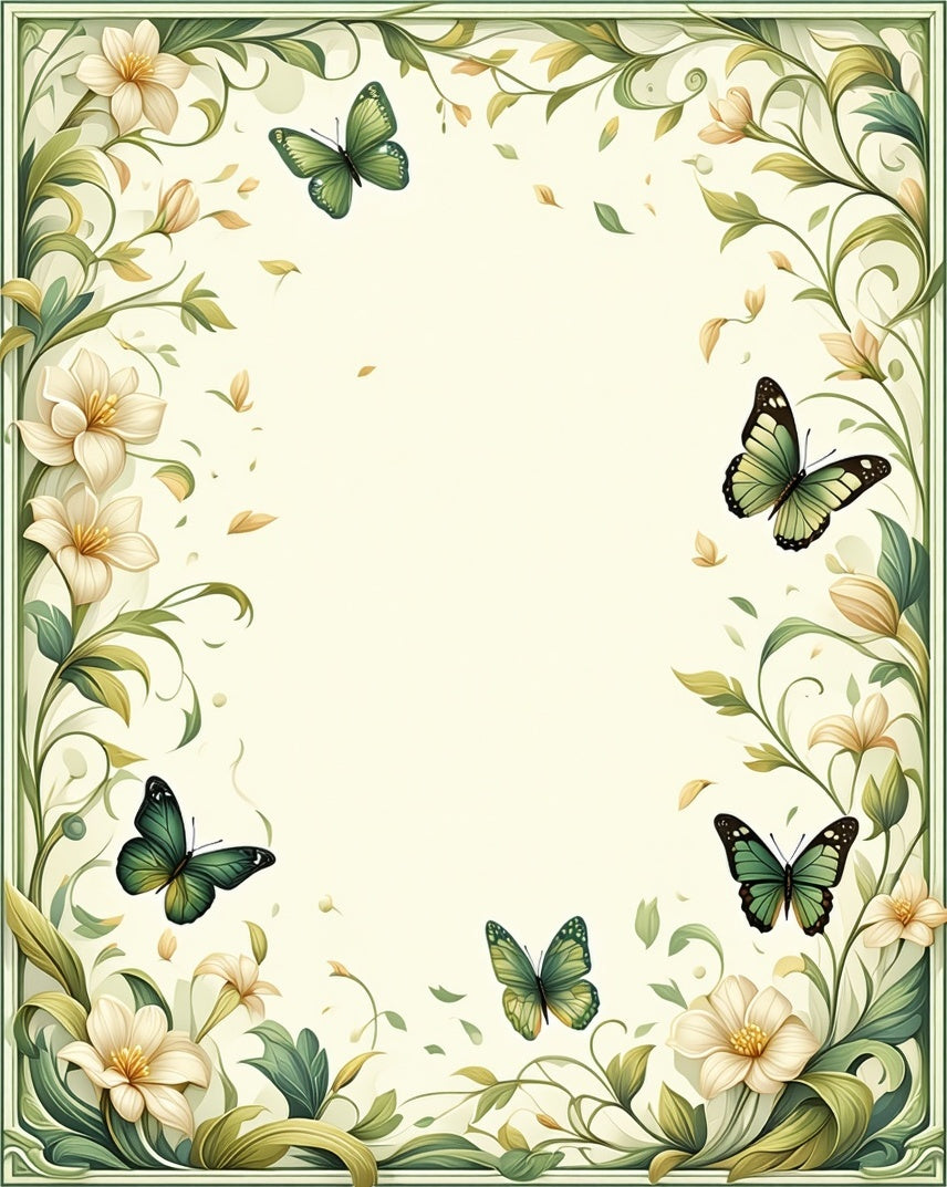 Delicate Floral Butterfly Garden Design Rug