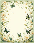 Delicate Floral Butterfly Garden Design Rug