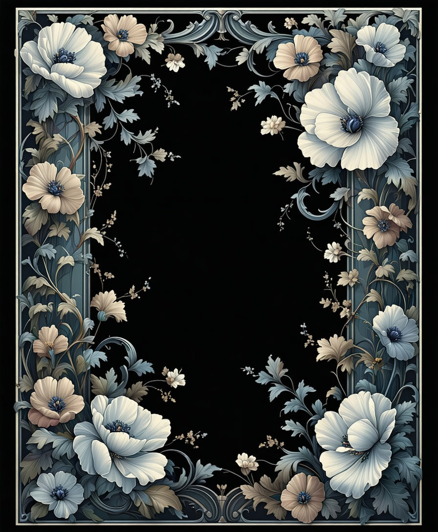 Ornate Floral Scrollwork Pattern Rug